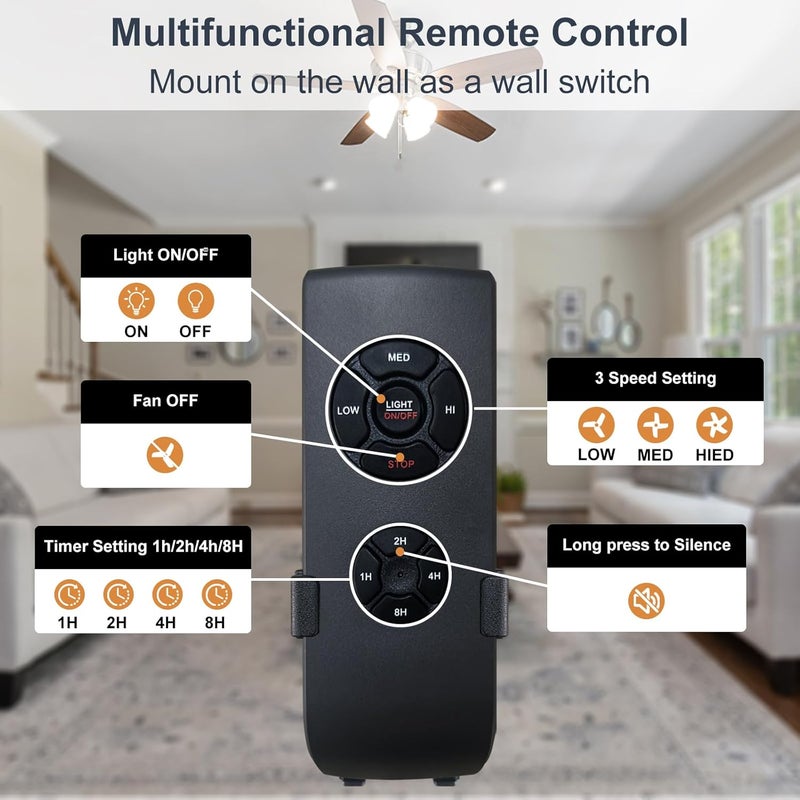 Humpptom Ceiling Fan Remote Control Kit, Small Size Receiver Ceiling Fan Remote Control Control for Hunter/Harbor Breeze/Westinghouse/Honeywell Ceiling Fan Small Size - Image 3